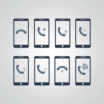 Set of smartphone mobile phone action cellphone technology Stock Illustration