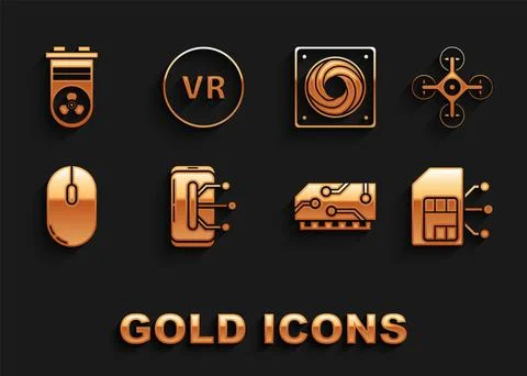 Set Smartphone, mobile phone, Drone, Sim card, RAM, random access memory Stockillustratie
