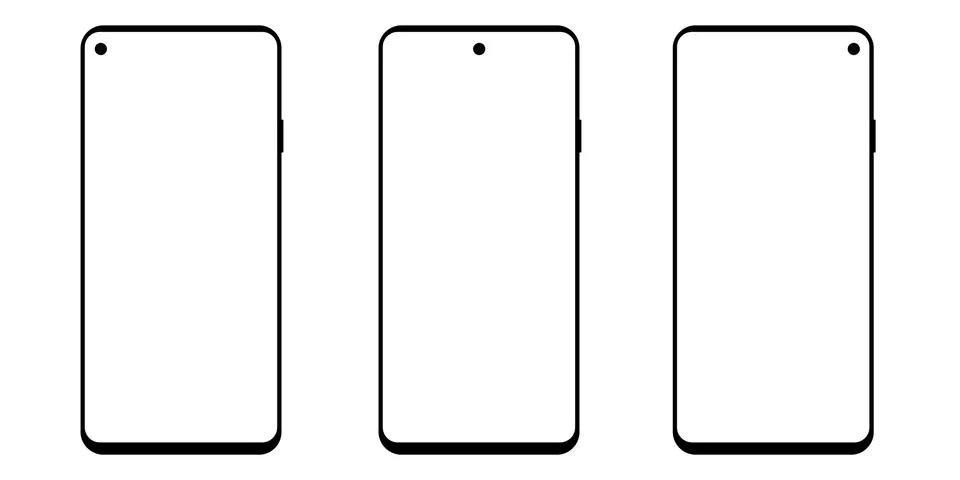 A set of smartphone screens with different camera locations. Vector EPS 10 Stock Illustration