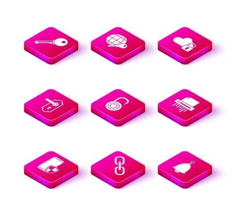 Set Smartphone with security shield, Chain link, Door handle, Safe combination Ilustración de archivo