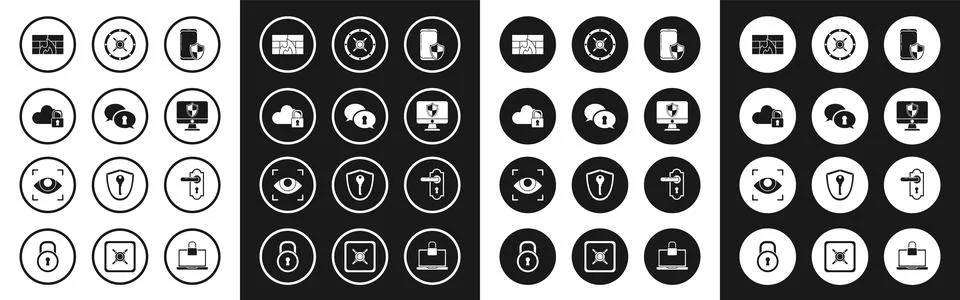 Set Smartphone with security shield Protection of personal data Cloud computi Stockillustratie