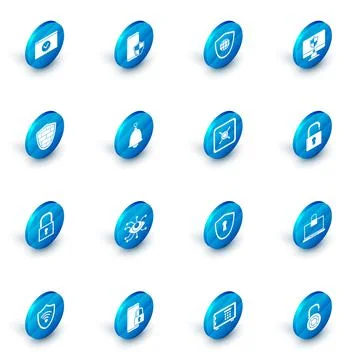 Set Smartphone with security shield, Shield world globe, Computer monitor and イラスト素材