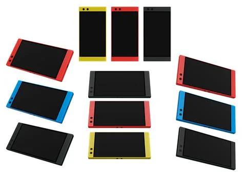Set of smartphones front and side views for tech previews and presentations イラスト素材