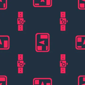 Set Smartwatch and Gps device with map on seamless pattern. Vector Illustrazione stock