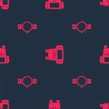 Set Smartwatch and Hiking backpack on seamless pattern. Vector 库存插图