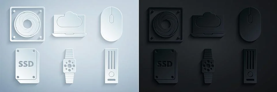Set Smartwatch, Computer mouse, SSD card, Video game console, Cloud technol.. Stockillustratie