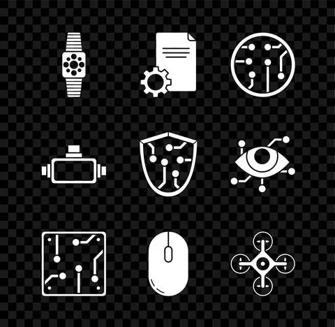 Set Smartwatch, File document, Processor, Computer mouse, Drone, Virtual reality イラスト素材