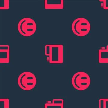 Set Smile face and Paint, gouache, jar, dye on seamless pattern. Vector Stock Illustration