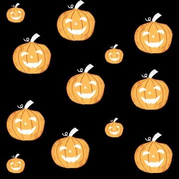 Set of smile face Halloween elements on black background イラスト素材