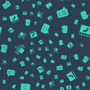 Set Smile face, Unknown search, Mobile phone and Phone book on seamless pattern Stock Illustration