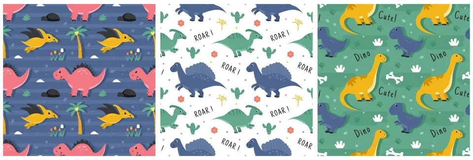 Set of Smile Seamless Pattern Design Illustration with Smiling Character an.. Stock Illustration