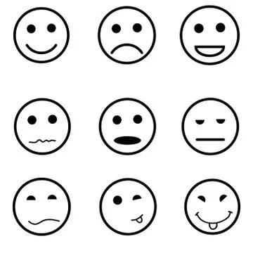 Set of smiles. Flat design. Vector illustration. イラスト素材