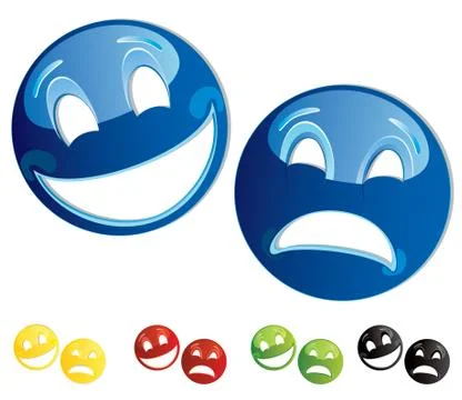 Set of smiley comedy-tragedy masks, vector illustration Stock Illustration