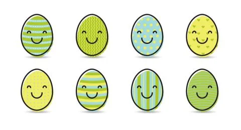 Set of smiley easter eggs Stock Illustration