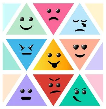 Set Smiley icon. Creative cartoon style smiles with different em Illustrazione stock