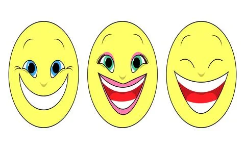 Set of smiling faces. White background. Stock Illustration