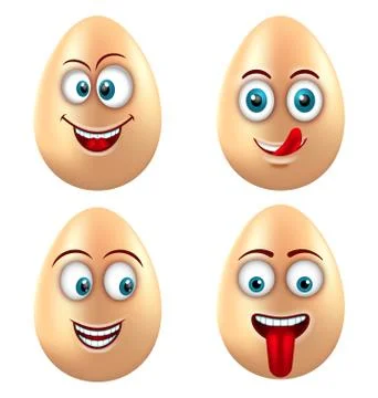 Set Smiling Funny Eggs. Positive Emotions Stock Illustration