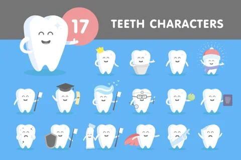 Set of smiling teeth 库存插图