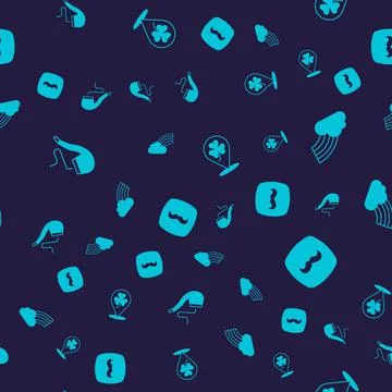 Set Smoking pipe, Rainbow with cloud, Clover trefoil leaf and Mustache on Illustrazione stock