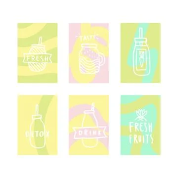 Set of smoothie cards. Stock Illustration
