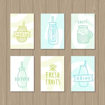 Set of smoothie cards. Stock Illustration