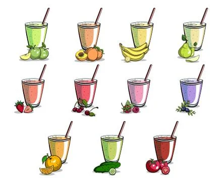 Set Of Smoothies Stock Illustration