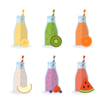 Set of smoothies  in jars Stock Illustration