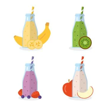 Set of smoothies in jars Stock Illustration