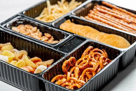 Set of snacks to beer closeup Stock Photos