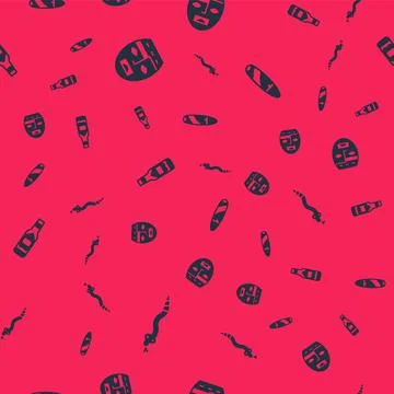 Set Snake, Aztec mask, Tabasco sauce and Cigar on seamless pattern. Vector イラスト素材