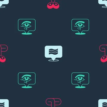 Set Snake, Flag Of Egypt and Eye of Horus on seamless pattern. Vector Illustrazione stock