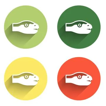 Set Snake icon isolated with long shadow background. Color circle button. V.. 스톡 일러스트