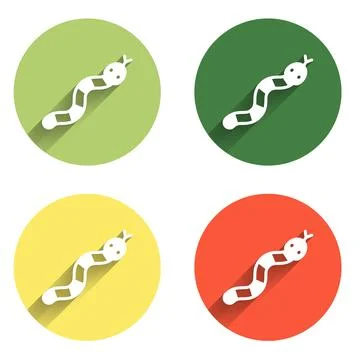 Set Snake icon isolated with long shadow background. Color circle button. V.. Illustrazione stock