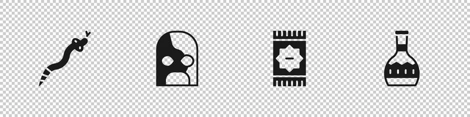 Set Snake, Mexican wrestler, carpet and Tequila bottle icon. Vector イラスト素材