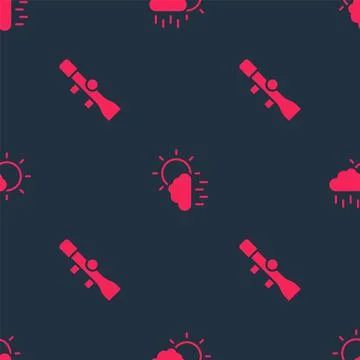 Set Sniper optical sight and Cloud with rain on seamless pattern. Vector 스톡 일러스트