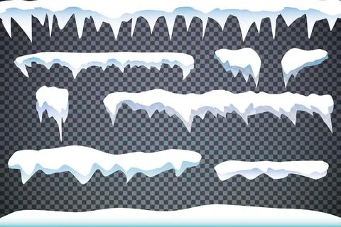 Set of snow icicles isolated on transparent background. Vector illustration Stock-Illustration