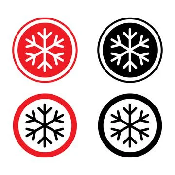 Set of snow winter icon, danger ice flake sign, risk alert vector illustratio Stock Illustration