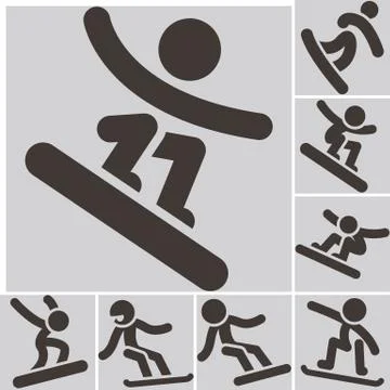 Set snowboard icons Stock Illustration