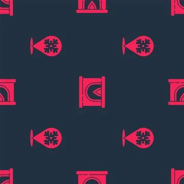 Set Snowflake and Interior fireplace on seamless pattern. Vector 스톡 일러스트