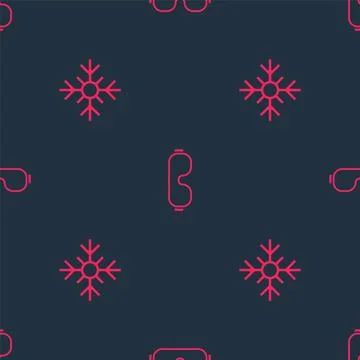 Set Snowflake and Ski goggles on seamless pattern. Vector 스톡 일러스트