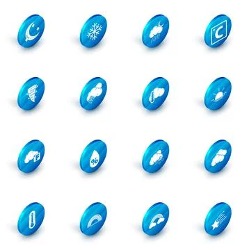 Set Snowflake, Cloud with rain and moon, Celsius, Tornado, Fahrenheit cloud,  Stock Illustration