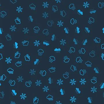 Set Snowflake, Cloud with rain, snow and on seamless pattern. Vector Stock Illustration