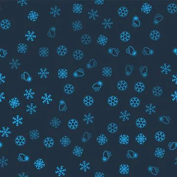 Set Snowflake, , Cloud with snow and sun and on seamless pattern. Vector Illustrazione stock