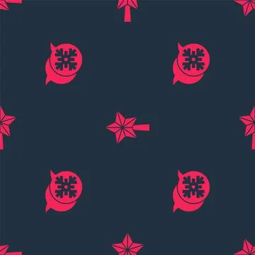 Set Snowflake speech bubble and Christmas star on seamless pattern. Vector Stock Illustration