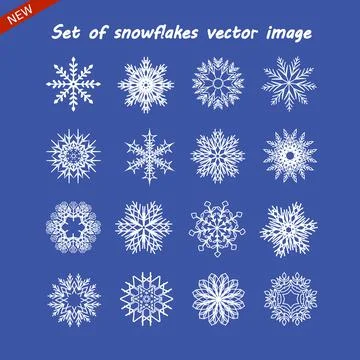Set of snowflake vector image. White isolated icon Illustrazione stock