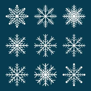 Set of snowflakes on blue background. Vector illustration Stock Illustration