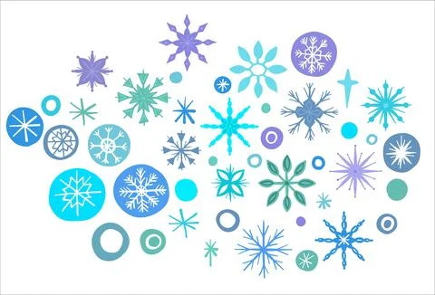 A set of snowflakes of different styles. Simple hand-drawn children s snowflakes Stock Illustration