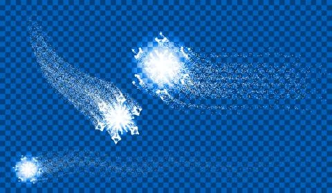 A set of snowflakes from flying particles. Template for Christmas illustratio Stock Illustration