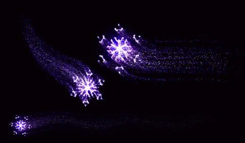 A set of snowflakes from flying particles. Template for Christmas illustratio Stock Illustration