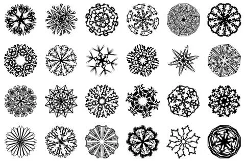Set of  snowflakes 库存插图